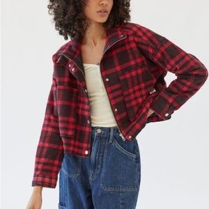UO Skye Plaid Shirt Jacket Size Medium
